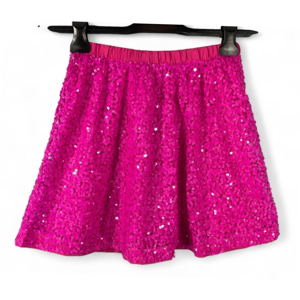 NWT J Crew Crewcuts HOT PINK A-LINE SEQUIN SKIRT Soft Liner Elastic Waist L-10